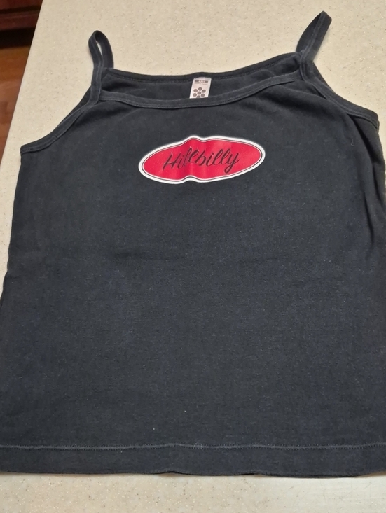Tops - Black Tank Top with Red 'Hillbilly' Logo Jr. L. SCOTS Vintage Y2k